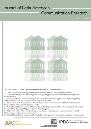 					View Vol. 1 No. 2 (2011): Public Policies and Democratization of Communication
				