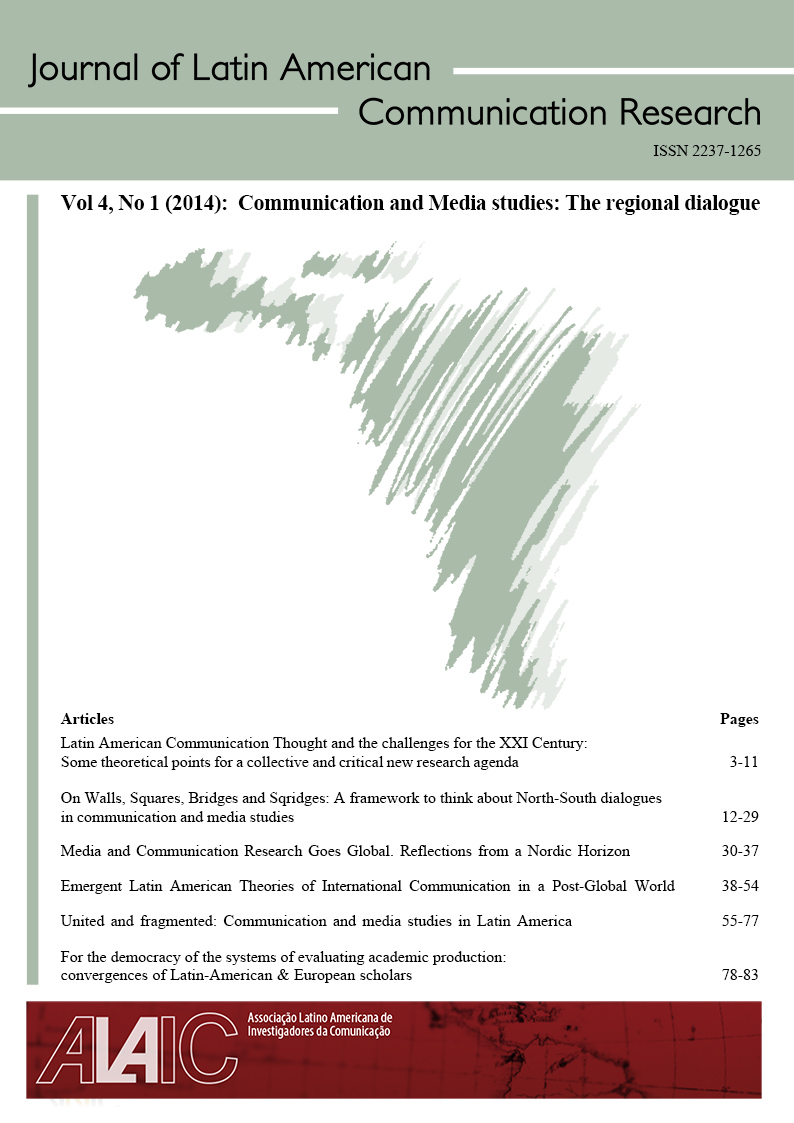					Ver Vol. 4 Núm. 1 (2014): Communication and Media Studies: The Regional Dialogue
				